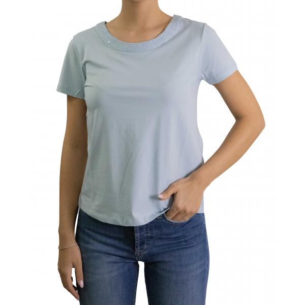 Maglia girocollo con bordo con brillantini